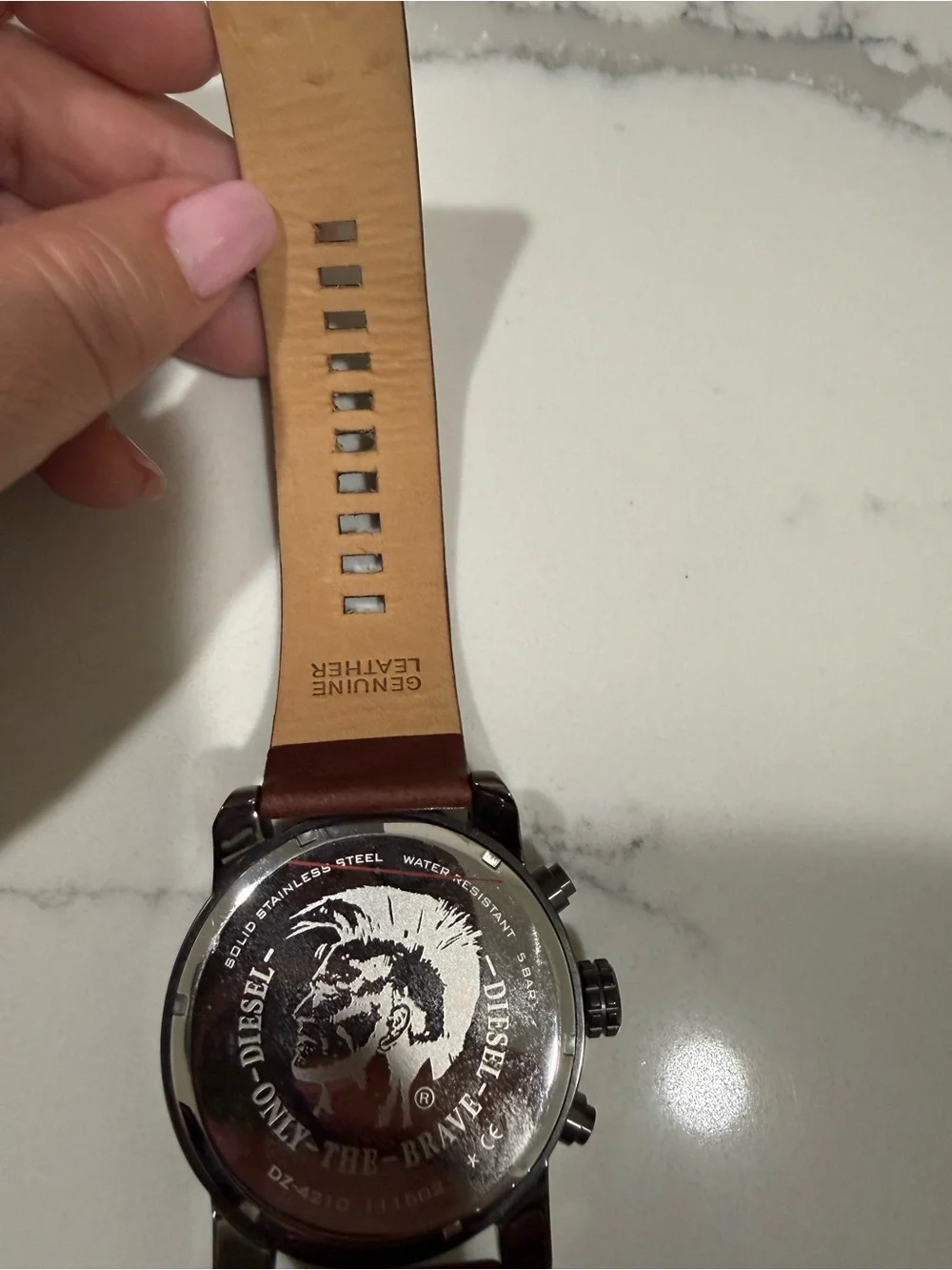 Diesel Silver Dial with Brown Leather Strap Watch